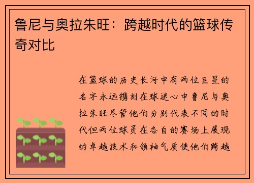 鲁尼与奥拉朱旺：跨越时代的篮球传奇对比